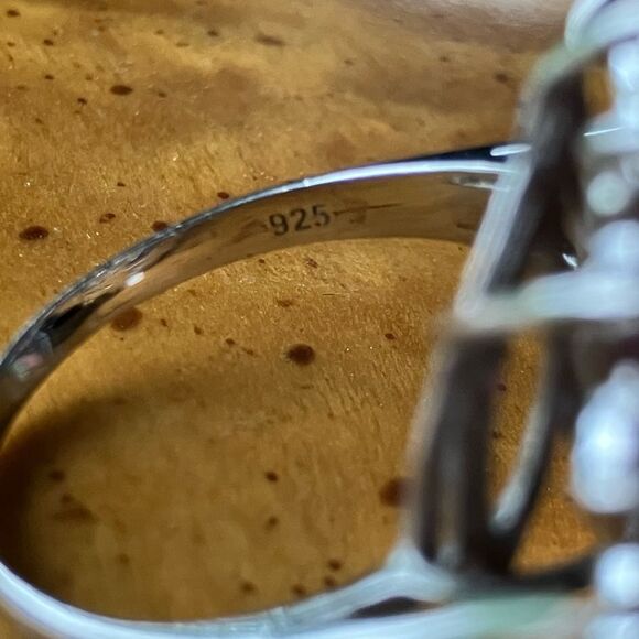 Natural Rhodolite Garnet Sterling Silver Cocktail Ring Size 10 - Picture 5 of 8